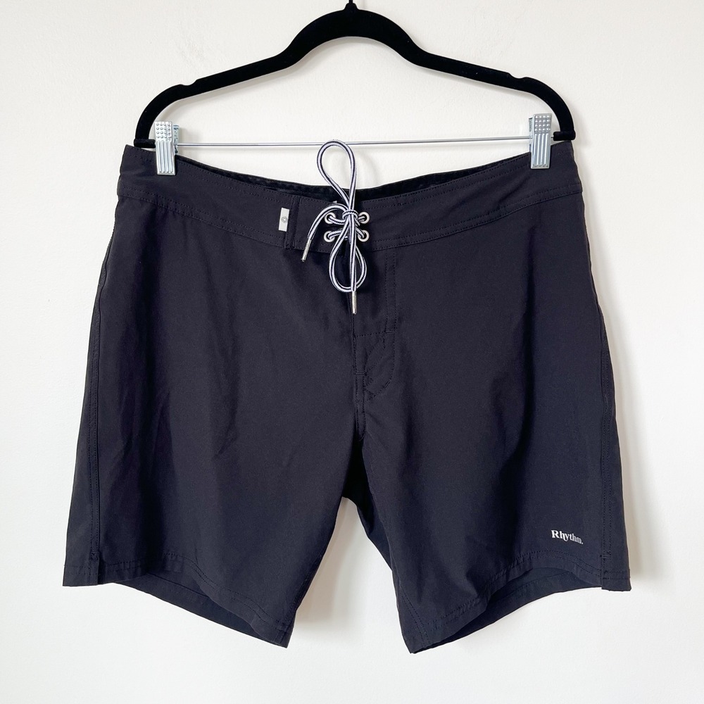 Rhythm Classic Stretch Trunk Board Shorts Black Mens 34
